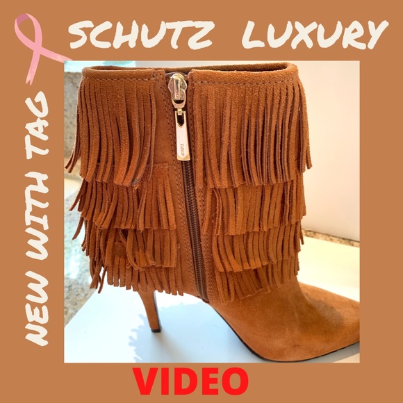 SCHUTZ Luxury Fringed Heels Booties - Picture 6 of 6